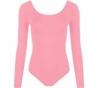 FAIRY TRENDZ LTD Women Stretch Bodysuit Long Sleeve Top Girls Plain Scoop Neck Leotard Body Top T Shirt