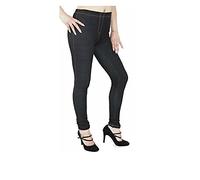 FAIRY TRENDZ LTD Women Stretchy Denim Look Jeggings Ladies Casual Plus Size Full Length Skinny Leggings (Black UK 24-26)