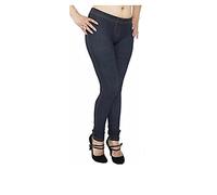FAIRY TRENDZ LTD Women Stretchy Denim Look Jeggings Ladies Casual Plus Size Full Length Skinny Leggings (Navy Blue UK 20-22)