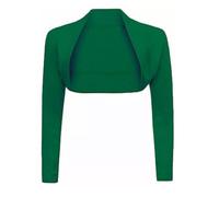 FAIRY TRENDZ LTD Womens Bolero Shrug - Long Sleeves Open Front Cropped Cardigan Blazer Bottle Green