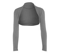 FAIRY TRENDZ LTD Womens Bolero Shrug - Long Sleeves Open Front Cropped Cardigan Blazer (Grey UK 16-18)