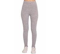 FAIRY TRENDZ LTD Womens Chunky Cable Knitted Ribbed Leggings Ladies Full Length Warm Thick Pants (Silver Grey UK 8-10)