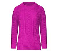 FAIRY TRENDZ LTD Womens Chunky Diamond Cable Knitted Jumper Ladies Long Sleeve Pull Over Sweater Top UK 8-18 (Cerise UK 12-14)
