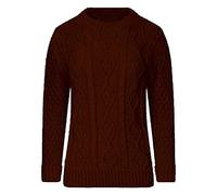 FAIRY TRENDZ LTD Womens Chunky Diamond Cable Knitted Jumper Ladies Long Sleeve Pull Over Sweater Top UK 8-18 (Wine UK 12-14)