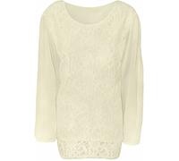 FAIRY TRENDZ LTD Womens Floral Lace Chiffon Mesh Top Ladies Long Sleeve Party Blouse Plus Size UK 14-28 (Cream UK 18)