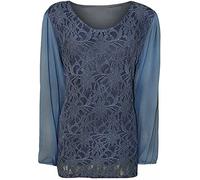 FAIRY TRENDZ LTD Womens Floral Lace Chiffon Mesh Top Ladies Long Sleeve Party Blouse Plus Size UK 14-28 (Royal Blue UK 16)