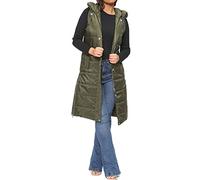 FAIRY TRENDZ LTD Womens Gilet Jacket Puffer Padded Hooded Quilted Zip Up Bodywarmer Longline Jacket Long Winter Coat (Khaki Large)