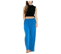 FAIRY TRENDZ LTD Womens ITY Palazzo Wide Leg Flared Loose Fit Ladies Drawstring Baggy Pants Plus Size Plain Trousers(Turquoise UK 14-16)