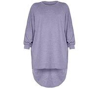 FAIRY TRENDZ LTD Womens Knit Plain Oversized Long Sleeve Top Ladies Batwing Dip Hem Baggy Top 8-26 (Lilac UK 8-10)