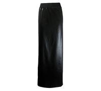 FAIRY TRENDZ LTD Womens Ladies Elasticated Waist Black Wet Look PVC Gypsy Long Maxi Skirt UK 8-22(Black UK 24-26)