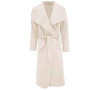 FAIRY TRENDZ LTD Womens Ladies Italian Trench Long Coat Waterfall Duster Cape Belted Cardigan Winter Wear Jacket Wrap Coat Stone UK 16-18