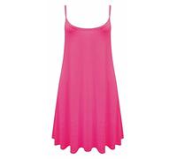 FAIRY TRENDZ LTD Womens Ladies Plus Size Plain Printed Strappy Sleeveless Cami Swing Dress 8-26(Fuschia UK 24-26)