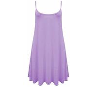 FAIRY TRENDZ LTD Womens Ladies Plus Size Plain Printed Strappy Sleeveless Cami Swing Dress 8-26(Lilac UK 12-14)