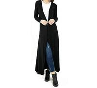FAIRY TRENDZ LTD Womens Long Length Floaty Maxi Cardigan Ladies Long Sleeve Open Long Cardigan UK 8-26 (Black UK 8-10)