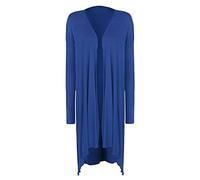 FAIRY TRENDZ LTD Womens Long Sleeve Drape Open Front Cardigan Ladies Plain Irregular Hanky Hem Waterfall Long Cardigan (Royal Blue UK 16)