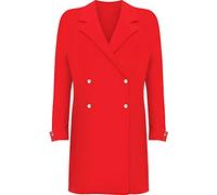 FAIRY TRENDZ LTD Womens Long Sleeve Plain Button Accent Top Jacket Ladies Blazer Dress Plus Sizes UK 14-28 (Red UK 26-28)