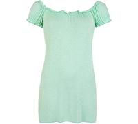 FAIRY TRENDZ LTD Womens Off Shoulder Gypsy Gathered T-Shirt Top Ladies Elasticated Stretch Ruched Top 14-28 (Mint UK 14)