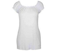 FAIRY TRENDZ LTD Womens Off Shoulder Gypsy Gathered T-Shirt Top Ladies Elasticated Stretch Ruched Top 14-28 (White UK 18)