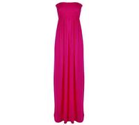 FAIRY TRENDZ LTD Womens Plain Shirred Bandeau Strapless Ladies Ruched Long Boob Tube Jersey Summer Maxi Dress Sheering Maxi Maxy(Fuchsia UK 16-18)