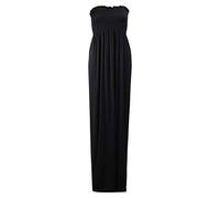 FAIRY TRENDZ LTD Womens Plain Shirred Bandeau Strapless Ladies Ruched Long Boob Tube Jersey Summer Maxi Dress Sheering Maxi Maxy(Black UK 16-18)