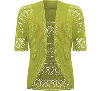 FAIRY TRENDZ LTD Womens Plus Size Crochet Knitted Short Sleeve Cardigan Ladies Open Bolero Top Sizes 8-30 (Lime UK 8-10)
