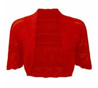 FAIRY TRENDZ LTD Womens Plus Size Crochet Knitted Short Sleeve Cardigan Ladies Open Bolero Top Sizes 8-30 (Cream UK 28-30)
