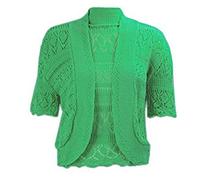 FAIRY TRENDZ LTD Womens Plus Size Crochet Knitted Short Sleeve Cardigan Ladies Open Bolero Top Sizes 8-30 (Jade Green UK 8-10)