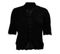 FAIRY TRENDZ LTD Womens Plus Size Crochet Knitted Short Sleeve Cardigan Ladies Open Bolero Top Sizes 8-30 (Black UK 20-22)