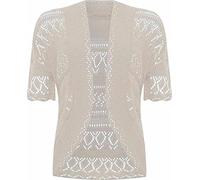 FAIRY TRENDZ LTD Womens Plus Size Crochet Knitted Short Sleeve Cardigan Ladies Open Bolero Top Sizes 8-30 (Cream UK 12-14)