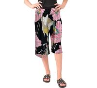 FAIRY TRENDZ LTD Womens Plus Size Cropped Plain Elasticated Waist Stretch Ladies Mini Culottes Shorts Flared 3/4 Length Culottes 8-26