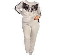 FAIRY TRENDZ LTD Womens Plus Size Ladies Leopard Print Two Piece Set Lounge Wear Tracksuit