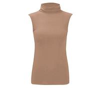 FAIRY TRENDZ LTD Womens Plus Size Plain Turtle Neck Jumper Sleeveless Ladies Top - Sizes UK 8-26 (Mocha UK 24-26)
