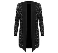 FAIRY TRENDZ LTD Womens Plus Size Shiny Sequin Polka Dot Waterfall Cardigan Ladies Open Drape Long Sleeve Top (Silver UK 22-24)