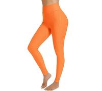 FAIRY TRENDZ LTD Women's Textured Leggings Ruched Butt Lifting High Waist Yoga Pants Sport Gym Trousers Slimming Booty Sexy Leggings Orange