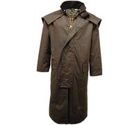 FAIRY TRENDZ Mens Long Sleeve Adjustable Cuffs Zip Up Wax Coat Adults Detachable Hood Long Length Jacket