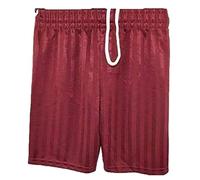 FAIRY TRENDZ Mens Plain Shadow Stripe Short Boys School Sport Wear Football Shorts Pants (Burgundy 7-8 Years)