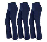 FAIRY TRENDZ Navy Trousers for Women UK (3 Pack) - Ladies Work Trousers Elasticated Waist Bootcut Stretch Nurse Uniform Pants & Office Wear Smart Casual Soft Comfy Bottoms