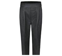 FAIRY TRENDZ Pull Up School Trousers Boys Uniform Flat Front Regular Fit Pants Childrens School Trouser Grey 7-8 Years