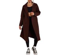 FAIRY TRENDZ Women Long Sleeve Double Breasted Warm Coat With Pockets Ladies Front Tie Longline Jacket Button Winter Coat Lapel Neck Outerwear Coats