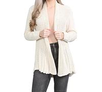 FAIRY TRENDZ Women Open Front Waterfall Cardigan Ladies Lightweight Long Sleeve Boyfriend Knitted Sweater Top Summer Cardigan Cream