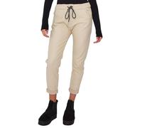 FAIRY TRENDZ® Women Wetlook Magic Trouser Pants, Ladies Faux Leather Soft Stretch Comfy Italian Bottoms with Pockets for Gym Training Workout (Beige, 10-14)