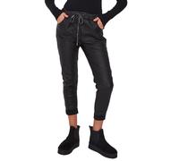 FAIRY TRENDZ® Women Wetlook Magic Trouser Pants, Ladies Faux Leather Soft Stretch Comfy Italian Bottoms with Pockets for Gym Training Workout (Black, 10-14)