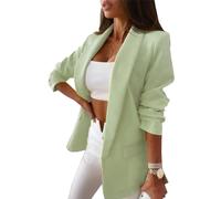 FAIRY TRENDZ Womens 3/4 Sleeve Frill Ruffle Duster Coat Ladies Plain Open Front Pockets Jacket Blazer Mint