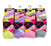 FAIRY TRENDZ Womens Argyle Pattern Cotton Rich Socks Adults Breathable Soft Trainer Socks Anti Slip Socks 12Pairs Size UK 4-6.5