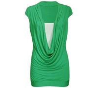 FAIRY TRENDZ Womens Cowl Neck Gathered Vest Top Ladies Sleeveless Stretch Ruched 2 in 1 Insert Vest Top UK 8-26 Jade Green
