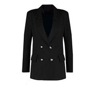 FAIRY TRENDZ Womens Double Breasted Suit Duster Coat Blazer Ladies 2 Pockets Gold Button Blazer Jacket Top