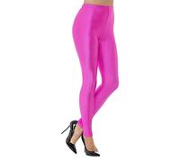 FAIRY TRENDZ Womens High Waist Disco Leggings Ladies Full Length Wet Look Dance Wear Pants Neon Pink