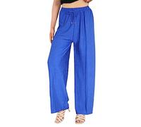 FAIRY TRENDZ Womens Hot Crinkle Tie Waist Plain Trouser Ladies Wide Leg Polka dot Casual Summer Wear Palazzo