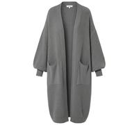 FAIRY TRENDZ Women's Long Balloon Sleeve Cardigan - Chunky Knitted Open Front Coatigan with Pockets - Warm Thick Oversized Coatigan Jumper for Ladies (UK, Alpha, One Size, Regular, Regular, Grey)