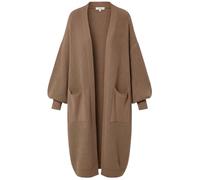 FAIRY TRENDZ Women's Long Balloon Sleeve Cardigan - Chunky Knitted Open Front Coatigan with Pockets - Warm Thick Oversized Coatigan Jumper for Ladies (UK, Alpha, One Size, Regular, Regular, Mocha)